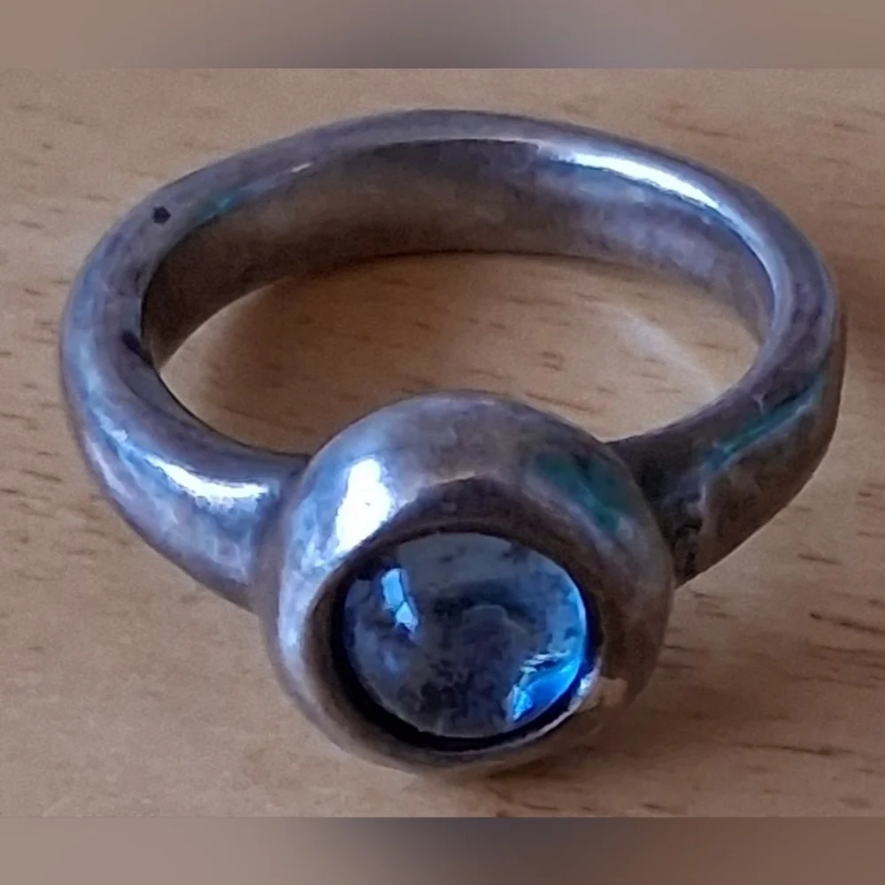 EUC Uno De 50 (1 Of 50) Handmade Forged Blue Swarovski Crystal Ring Jewelry